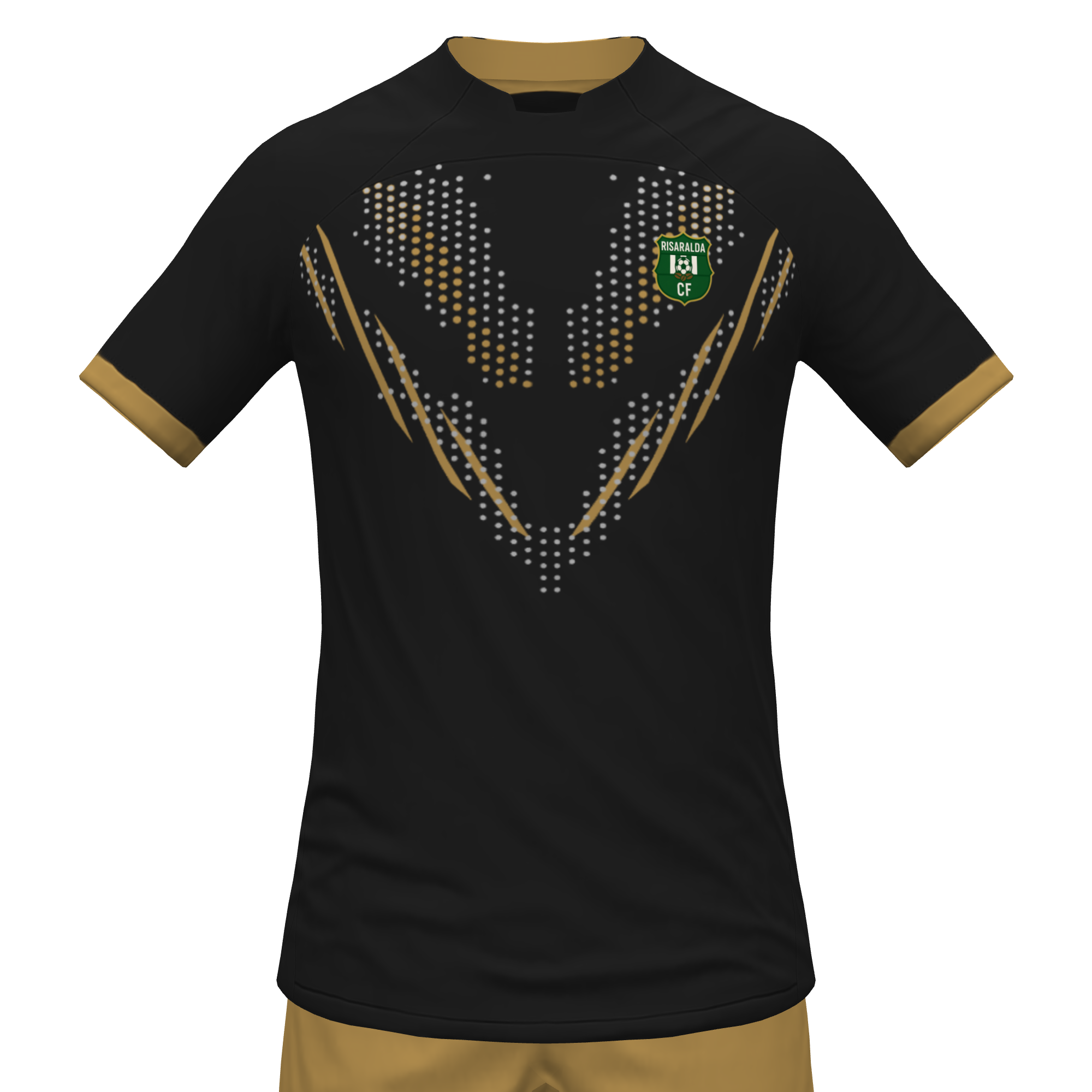 Camiseta negra y dorada del portero del Risaralda CF